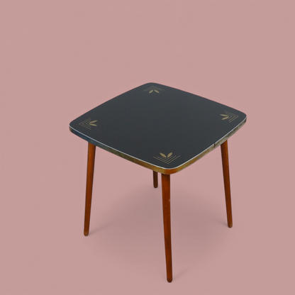 Stolik kawowy Alburette Albert Busch, pełny widok ze szklanym blatem, lata 60