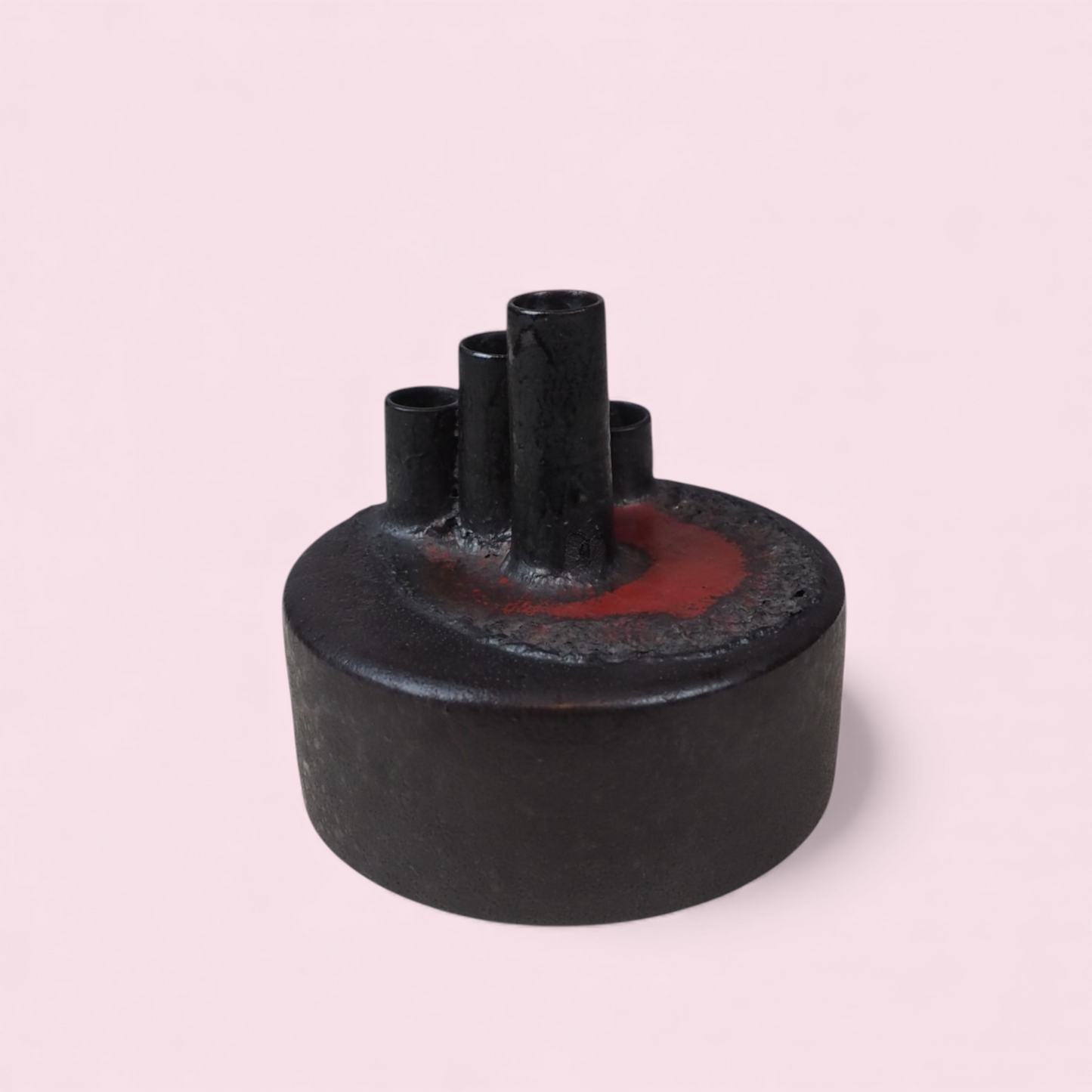 Brutalistyczny świecznik fat lava, widok pod kątem, 5 trzonów, West Germany 1970s