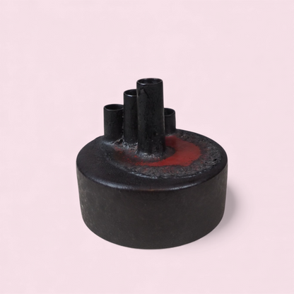 Brutalistyczny świecznik fat lava, widok pod kątem, 5 trzonów, West Germany 1970s