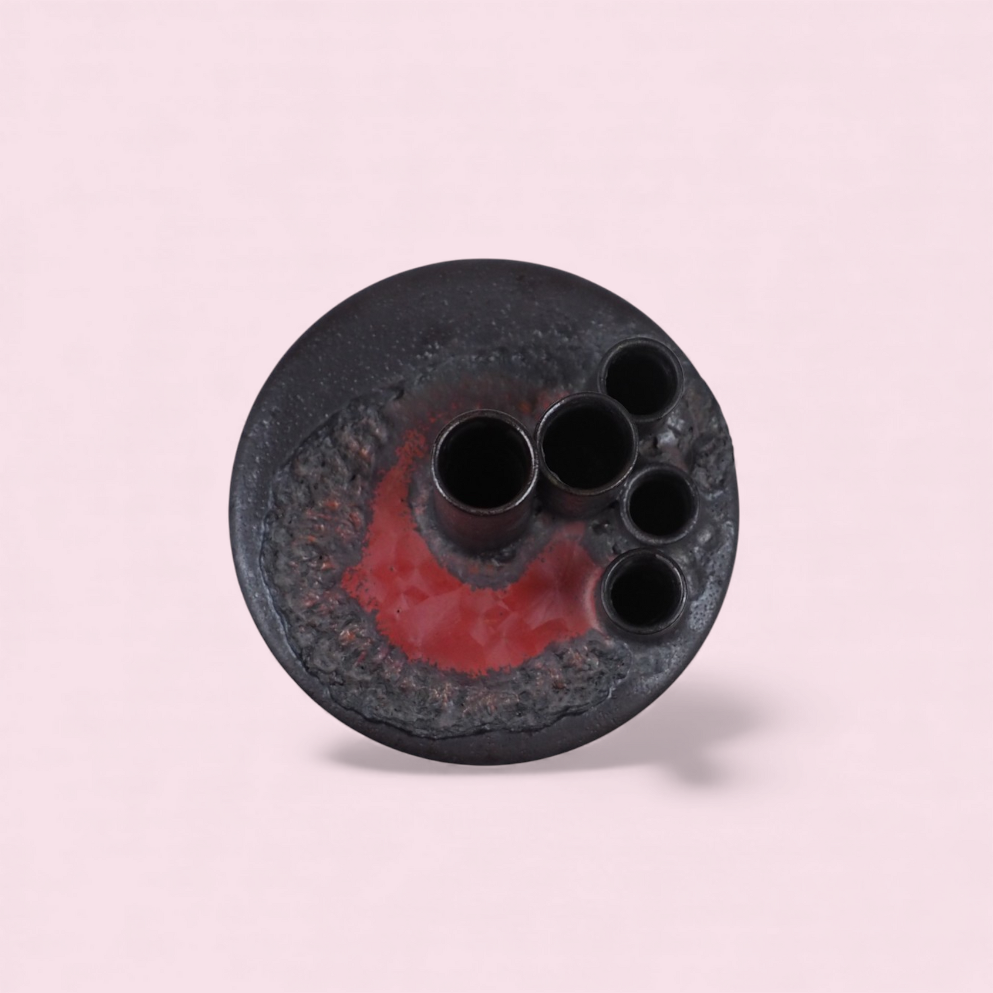 Świecznik brutalistyczny fat lava, widok od góry na układ cylindrów, West Germany