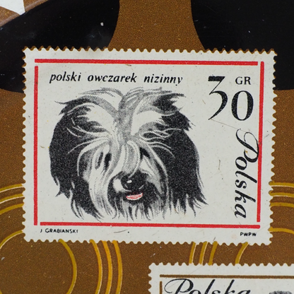 Owczarek nizinny na grafice tacy filatelistycznej, Polska PRL