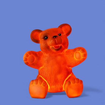 Podświetlona lampka Heico miś creepy cute w czerwonym kolorze, widok z przodu