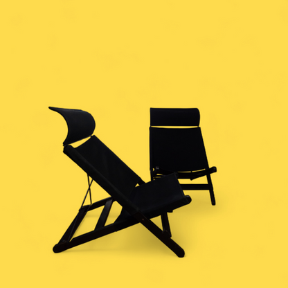 Fotele tarasowe Hestra Tord Bjorklund, para z rozłożonym zagłówkiem, widok z boku