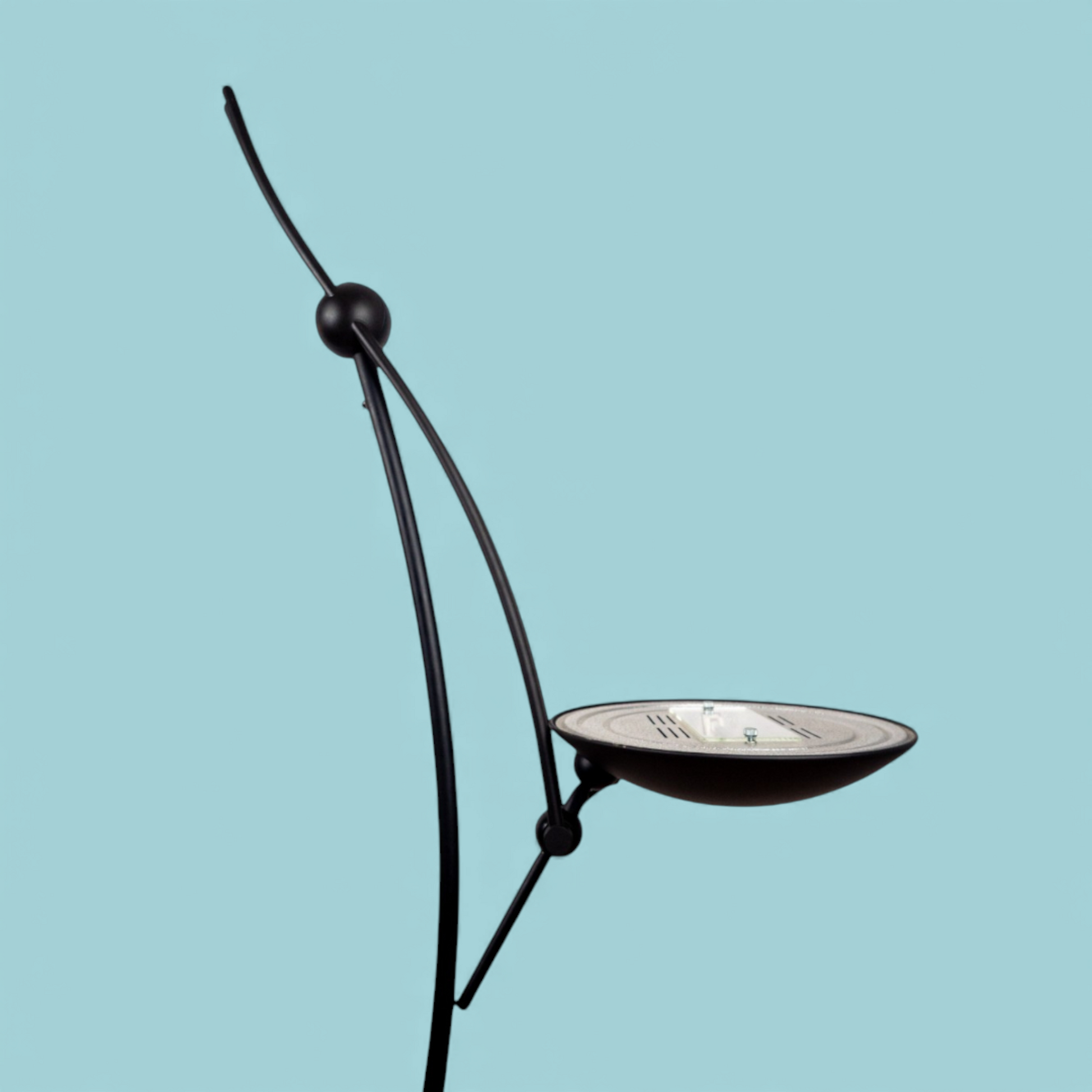 Lampa Colani, łuk metalowej konstrukcji i szklany klosz, West Germany lata 70