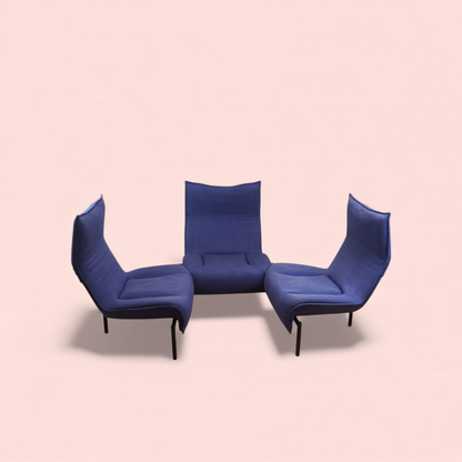Modular sofa Veranda Magistretti Cassina, trzy moduły z regulowanymi zagłówkami, widok z przodu