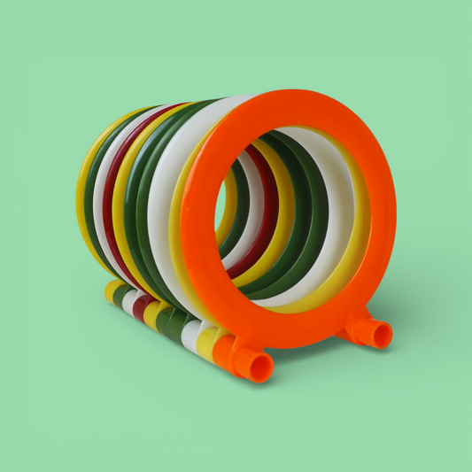 Stojak na płyty Veritas ZZG z pomarańczowym modułem z przodu – kolorowe pierścienie