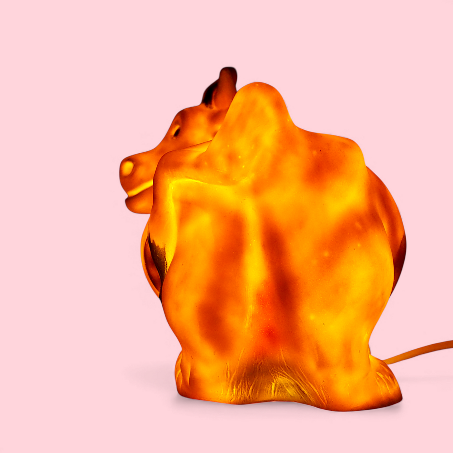 Lampka Heico krowa Germany podświetlona od tyłu, żółto-pomarańczowy blask